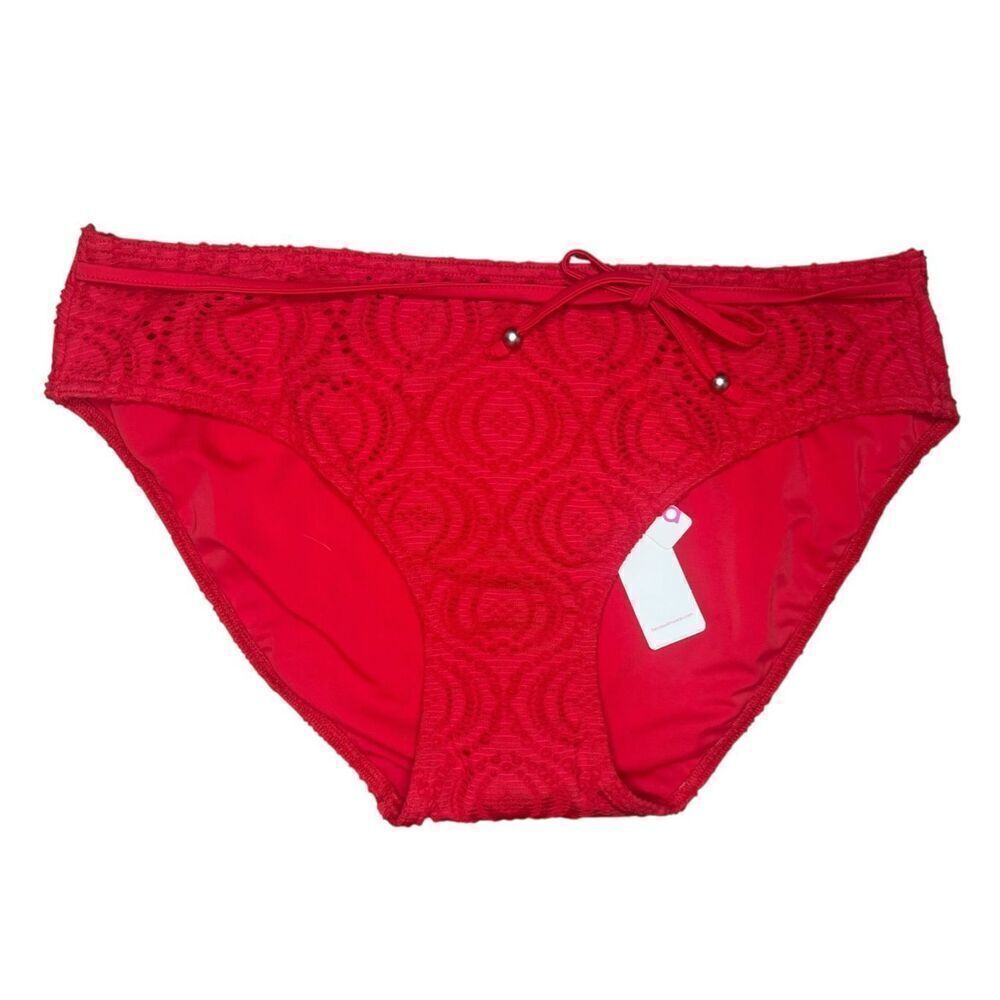 Freya Women’s XL Cha Cha‎ Red Eyelet Bikini Swimsuit Bottoms NEW